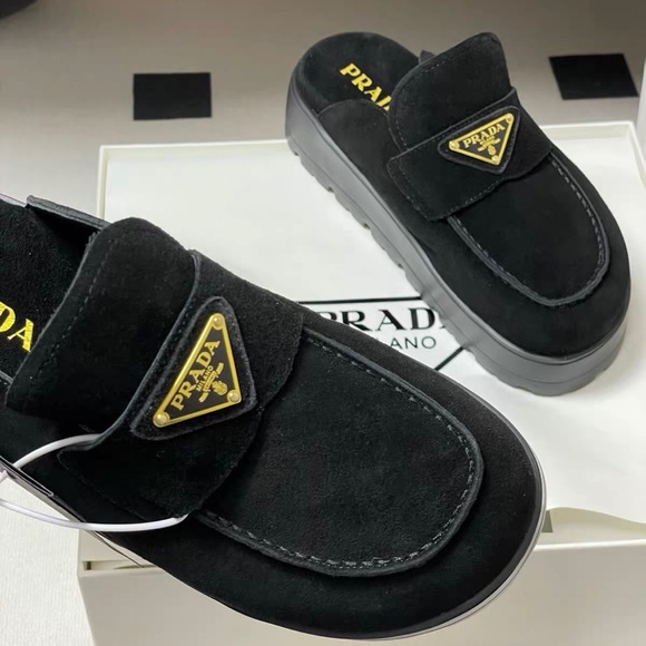 Prada Women's Black Suede Slippers - Picture 7 of 9